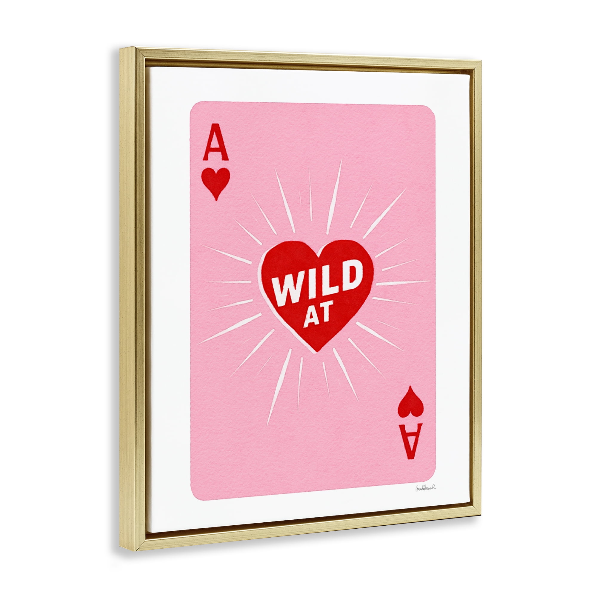 Wild At Heart Card Gold Framed Floater Canvas Wall Art, design by Amanda Greenwood