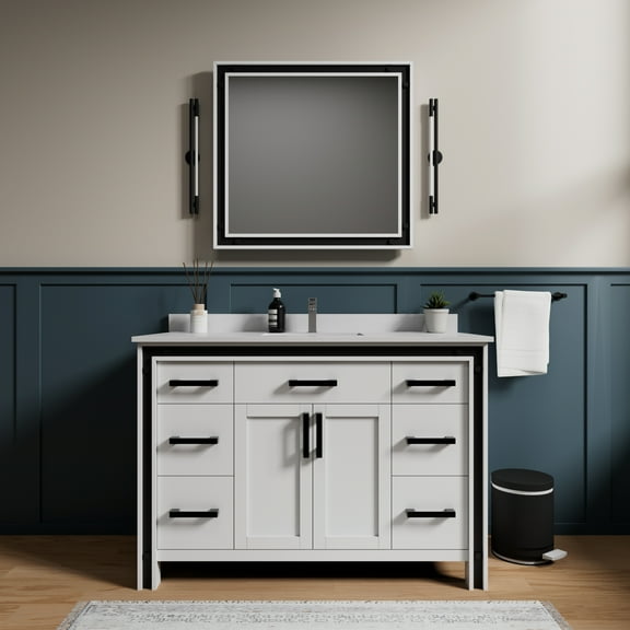 Ziva 48 in W x 22 in D White Bath Vanity and Cultured Marble Top