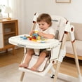 thumbnail image 3 of Clearance Cochildor Foldaway 3-in-1 High Chair for Babies & Toddlers, with 5 Point Harness, Tray, Foot Rest and Wheels, White, 3 of 9