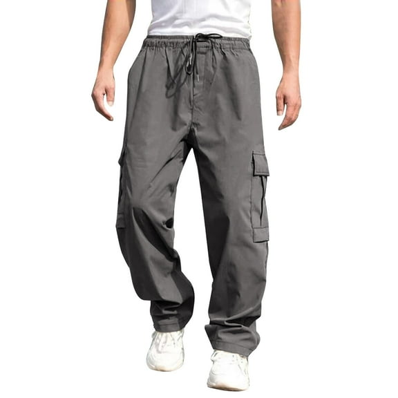 Ketyyh-chn99 Mens Cargo Work Pants Fitness Pants Slim Fit Straight Leg Trousers Casual Jogger Cargo Pants Gray,2XL