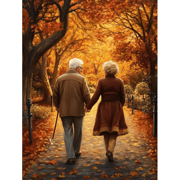 DIY Old Couple Diamond Painting 12x16 Inch, Full Round Drill Kits Mosaic Art for Adults Relax & Home Wall Decor Festival Gift 1108