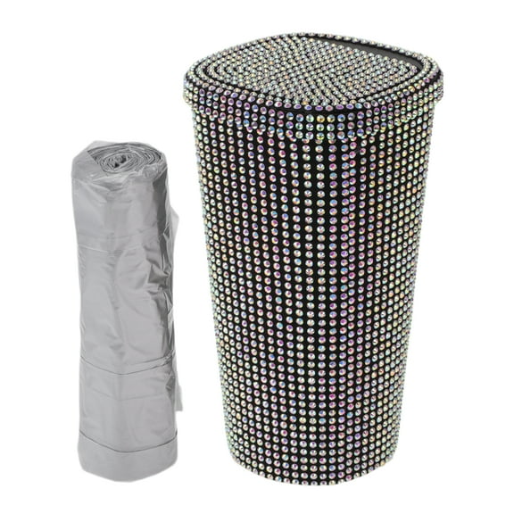 Unique Bargains Auto Car Trash Can Durable Front Seats Trash Bin Multicolor 1 Pc 3.5" Length 3.5" Width 6.7" Height ABS Rhinestone