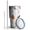 thumbnail image 2 of 30oz Halloween Pumpkins Witch Hats and Bats Tumblers Stainless Steel Tumbler with Lid and Straw,Vacuum Insulated Double Wall Travel Tumbler Cups Mug with Cleaning Brush for Coffee,Tea, 2 of 7