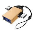 thumbnail image 1 of ZLight Household 2-in-1 Phone USB to Type-c Adapter Smartphone Portable High Speed Card Reader OTG Converter with Lanyard Gold 1Set, 1 of 6