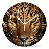 12 Inch Wall Clock Battery Operated Silent Clock Decorative for Office, Kitchen, Outdoor, Living Room，3D Leopard Animal Elegant