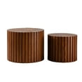 thumbnail image 2 of Tcbosik Nesting Coffee Tables Set of 2, 18.9" Round Coffee Table, Small Side Table, Modern Accent Tea Table for Living Room, Walnut, 2 of 8