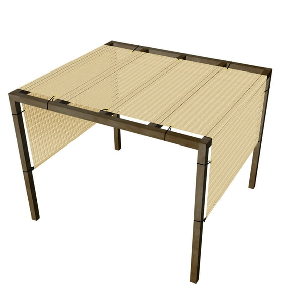 4'x4' Pergola Replacement Cover Canopy Sun Shade Screen Panel with Gromets Weighted Rods for Patio Deck Backyard Hollow out Beige
