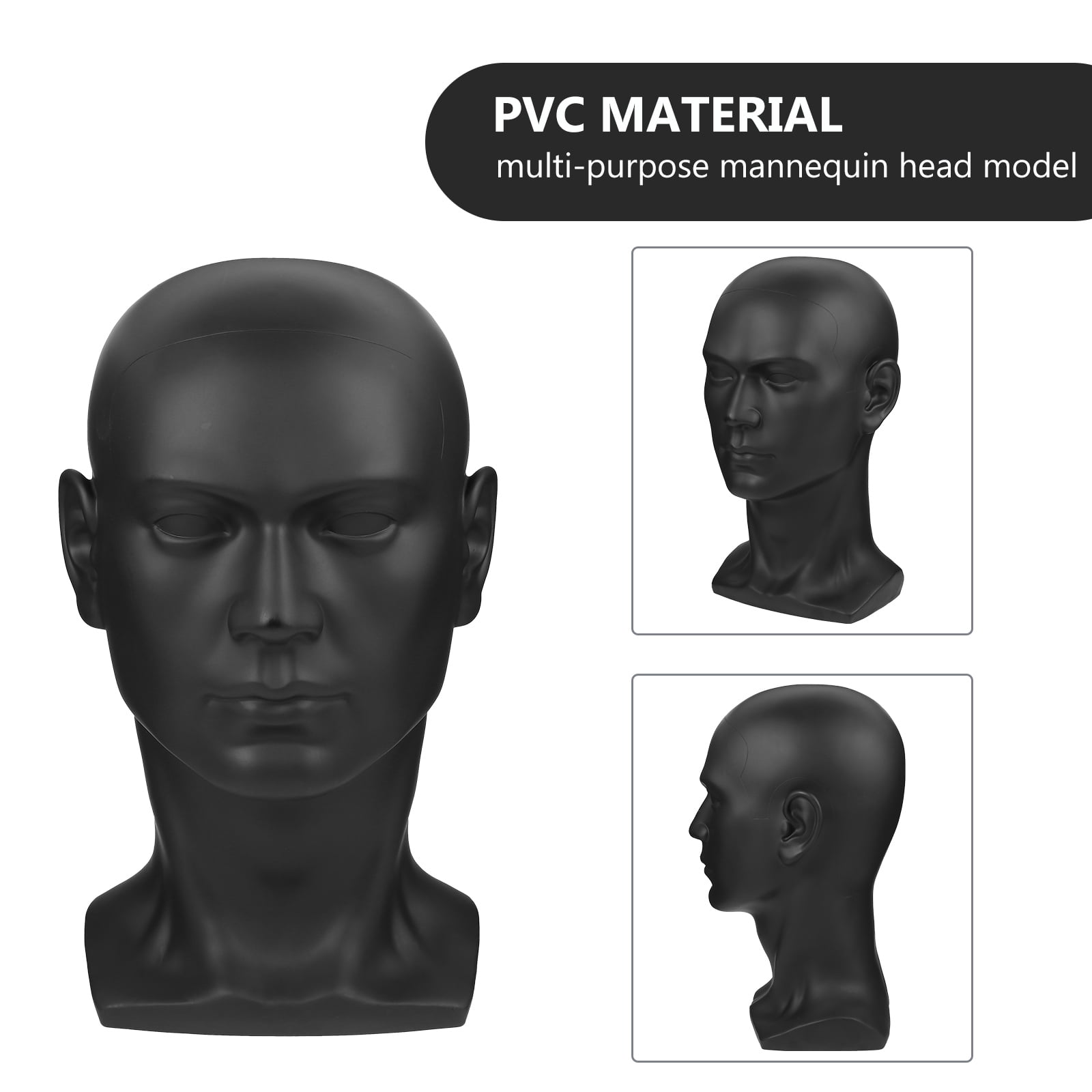 Hytrove Mannequin Head Model Black Pvc Headband Stand For Hairdressers 1Pcs 12x6.7in