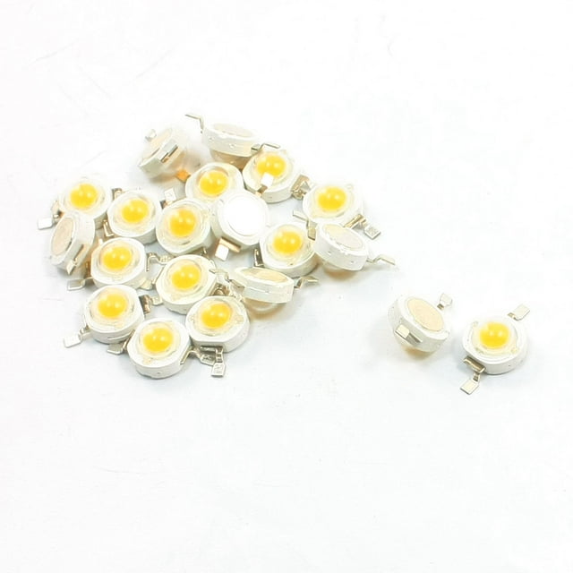 20 Pcs 2 Terminal Dispositivos Montados en Superficie 1W 3-3.2V Bombilla Emisora de Luz LED Blanca Cálida