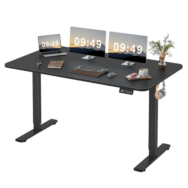 Toytexx Electric Standing Desk for Adults, 140 x 60 cm Adjustable Height Desk with Quiet Motor, Black