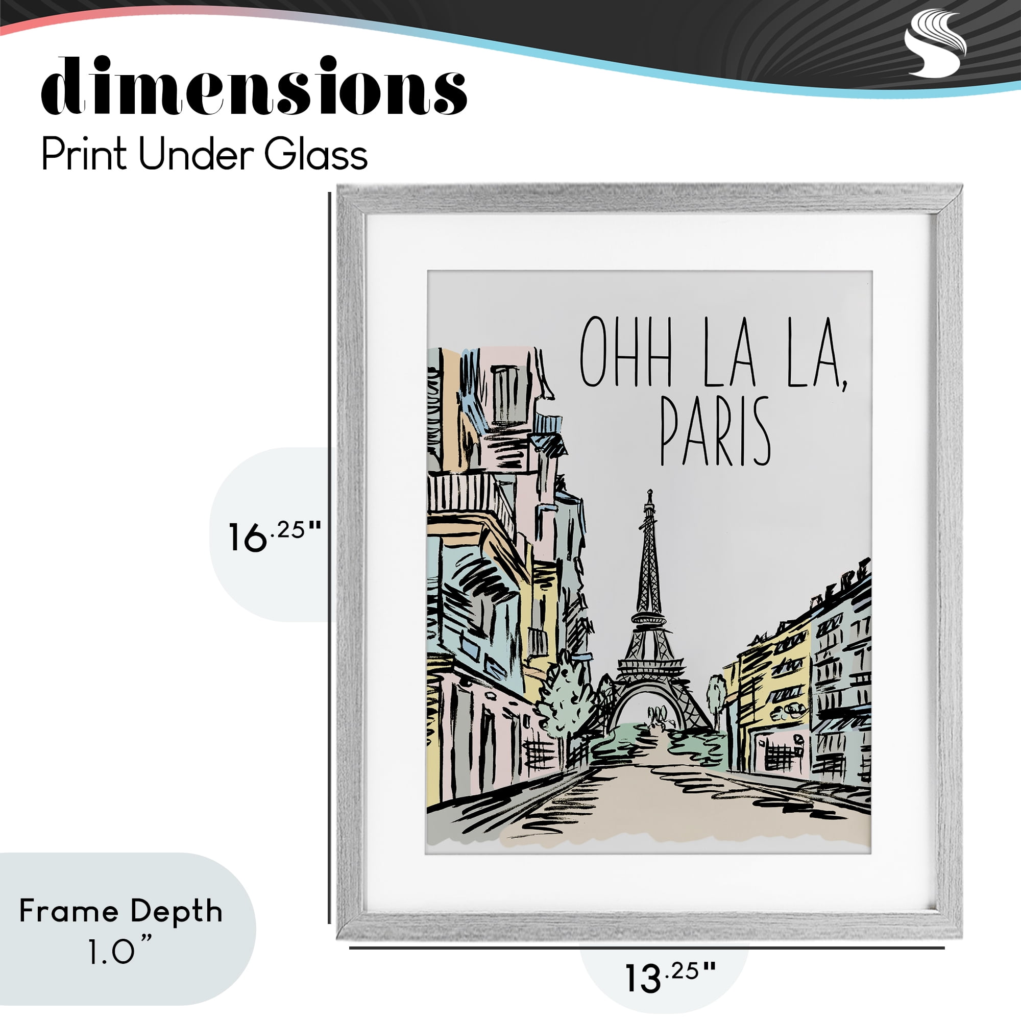 Stupell Industries Ohh La La Paris Gray Framed Print Under Glass, design by Elizabeth Medley