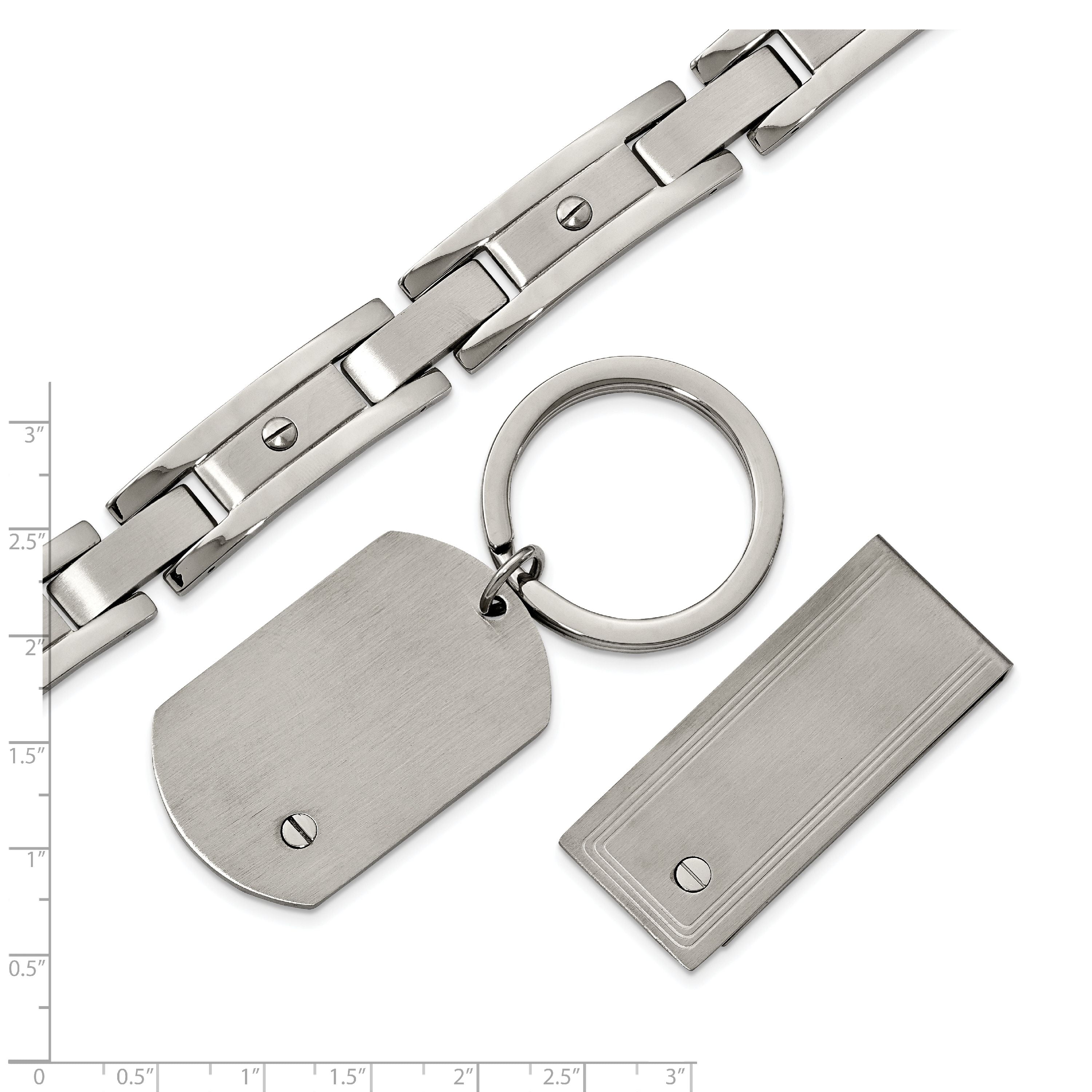 ICE CARATS Stainless Steel Brushed Money Clip Man Fashion Jewelry Gift for Dad Mens for Him