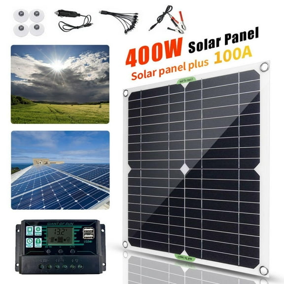 GJX 40W Portable Solar Panel Kit for Mobile Phone Charging, Black