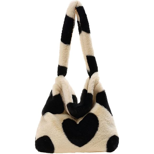Bolso de mano de felpa para mujer GSenhui, bolso esponjoso de gran capacidad, bolso de hombro de piel sintética, bolso de compras con hebilla magnética para la universidad, el trabajo, la