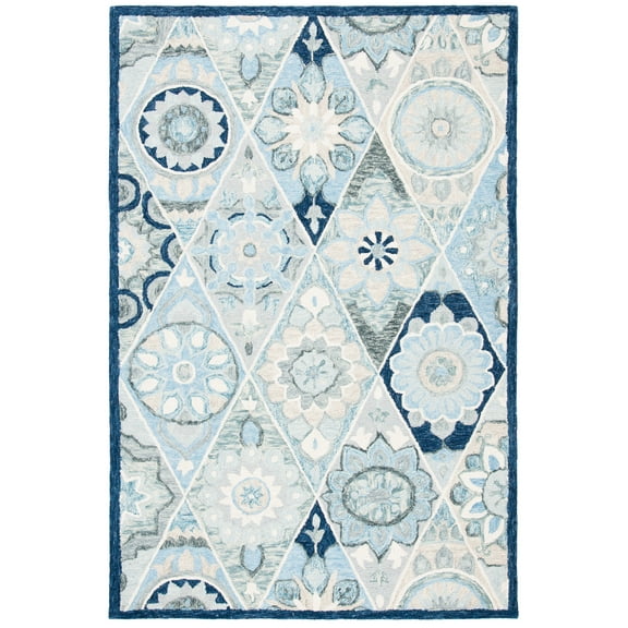 SAFAVIEH Suzani Mckenzie Abstract Area Rug, Blue/Ivory, 3' x 5'