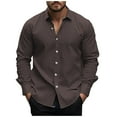 thumbnail image 2 of DAFPZW Men's Long Sleeve Lapel Dress Shirts, Business Casual Basic Solid Formal Button Down Shirts, 2 of 5