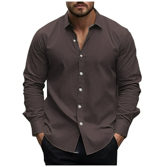 Men's Regular Fit Dress Shirts Casual Loose Long Sleeve Casual Button Down Tuxedo Shirt Stretch Formal Work Shirts