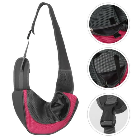 OUNONA Hands Free Dog Sling Bag Pet Shoulder Carrier 35*8.5*20cm Single-Shoulder Pet for Dog Cat Outside Walking - Size S(Rose Red)