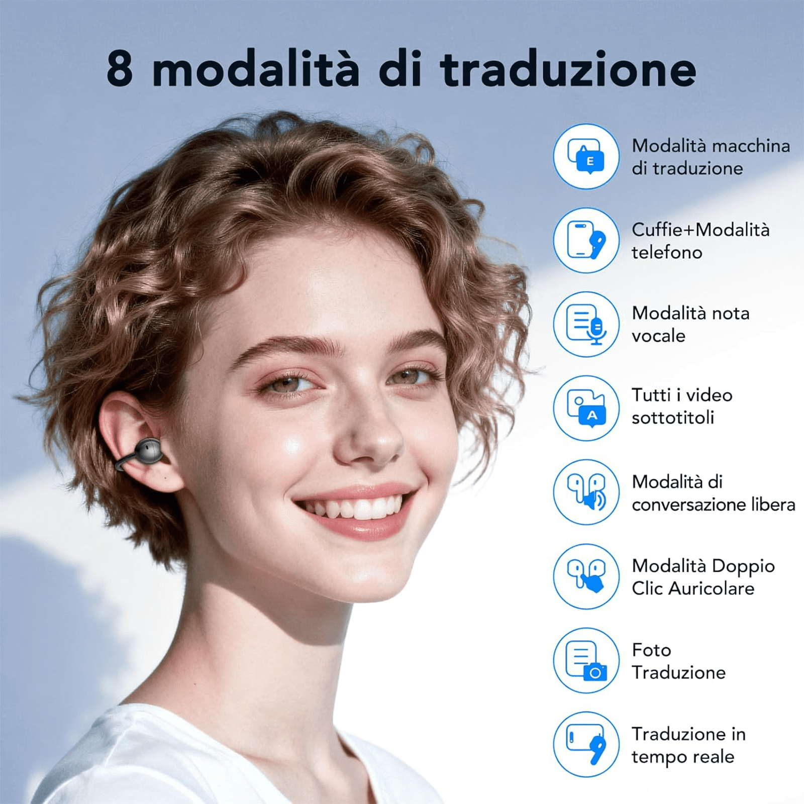 HTC NE32 AI Translation Headphones 130 Languages with App Instant Translator Headphones, Bluetooth 6.0 Headphones with LCD Screen