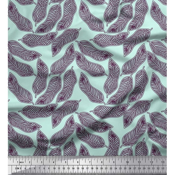 Soimoi Green Moss Georgette Fabric Artistic Banana Leaves Print Fabric by the Yard 42 Inch Wide