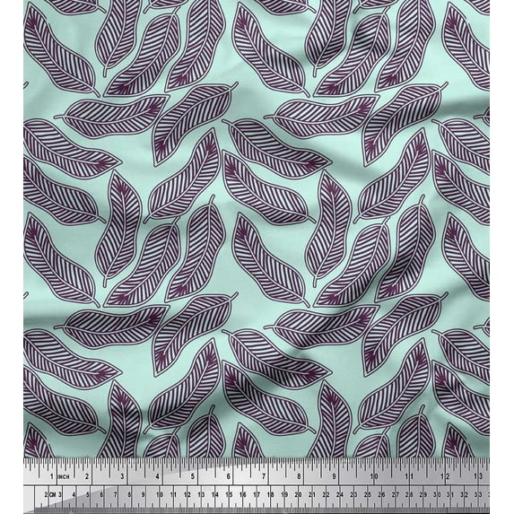 Soimoi Green Georgette Viscose Fabric Artistic Banana Leaves Print Fabric by the Yard 42 Inch Wide