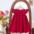 thumbnail image 7 of Ulanda Girls Sleeveless Bowknot Dress Scalloped Hem Casual Dresses 2026 Fashion Summer Twirl Dress for Toddler Kids (Wine, 18-24 Months), 7 of 7
