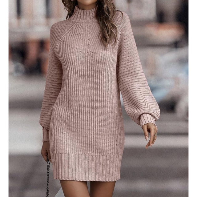 Ribbed Bodycon Sweater Dress, Casual Soft Ribbed Long Sleeve Bodycon Fashion For Female For Dating