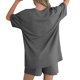 thumbnail image 5 of TaTaai Women's Summer Lounge Set Short Sleeve Round Neck T-Shirt and Elastic Waist Shorts Solid Color Matching Two Piece with Pockets for Comfortable Daily Wear Gift, 5 of 7