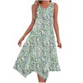 thumbnail image 1 of Vestido de Verano para Mujeres sin Mangas Cuello Redondo Impreso Vestido Casual de Bolsillo con Doblado Irregular, Vestido de Poliéster Ligero para la Primavera Y el Verano de Uso Diario, Vacaciones, 1 of 1