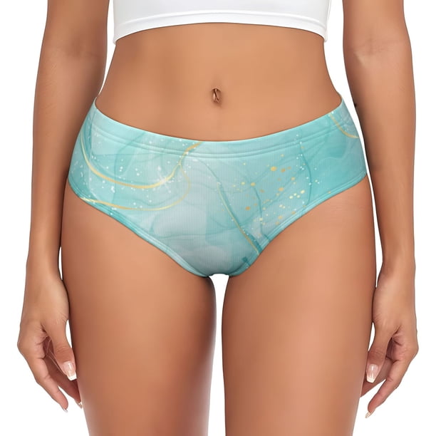 Fotbe Blue Marble Calzones Estampados para Mujer – Ropa Interior de Algodón, Cómoda, Suave y Elástica-4X-Large