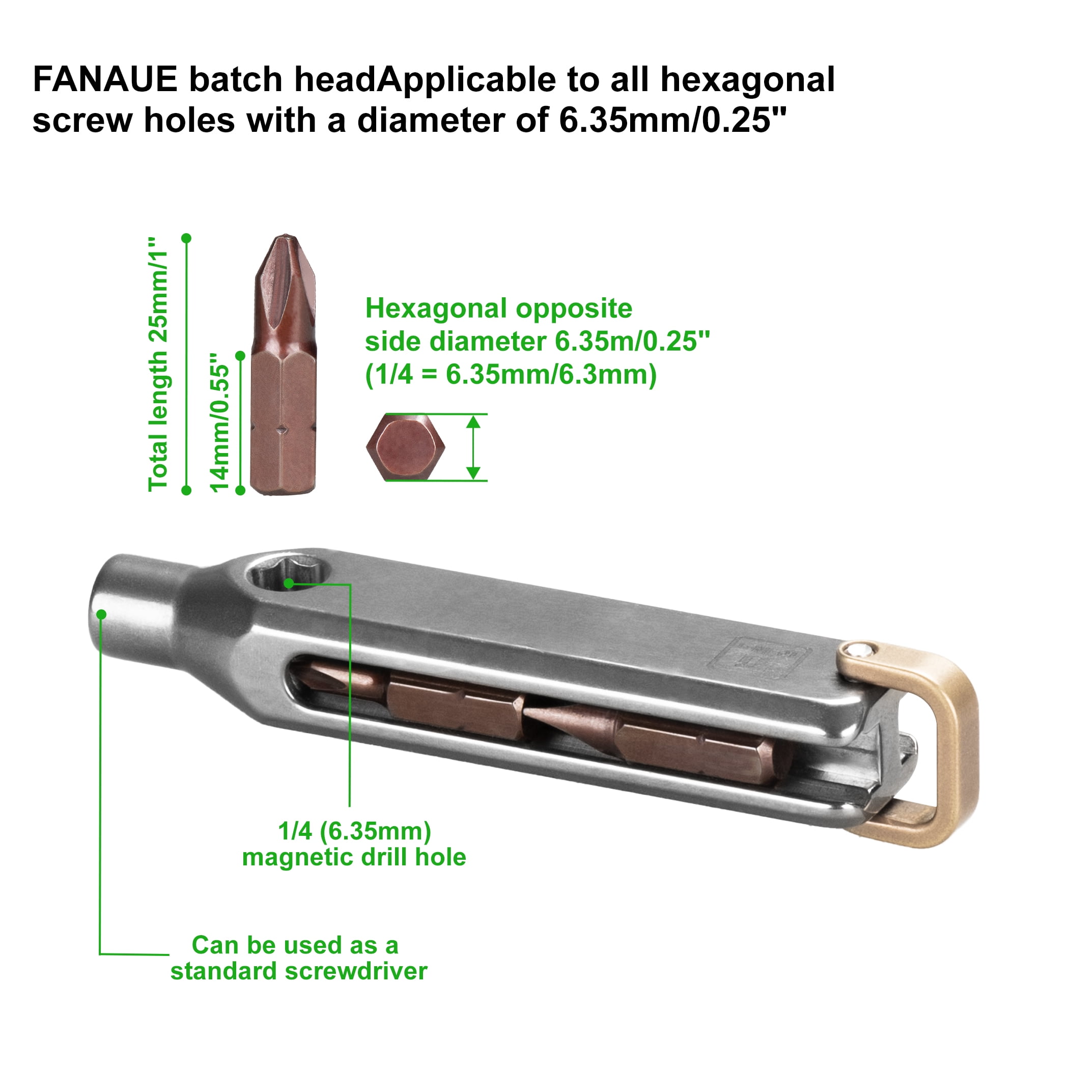 FANAUE 10-in-1 Titanium EDC Screwdriver Set with Magnetic S2 Steel Bits - Portable Multi-Torque Tool for DIY