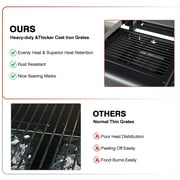 Bestfire Double Fuel Propane Gas Charcoal Grill Combo Black Dual Lids, 2 Side Shelves for Outdoor and Backyard Cooking