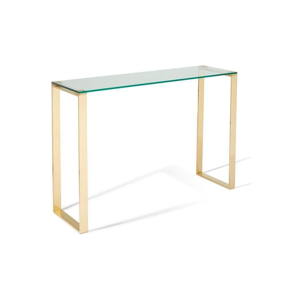 Gen Glass Console Table with Gold Stainless Steel Legs 30x30x8in