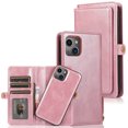 thumbnail image 1 of ELEHOLD for iPhone 14 Plus 6.7 inch Luxury Multi-Functional Wallet Case Card Slots Dual-Use Detachable Phone Case Magnetic Function Lanyard Shockproof Wallet Case for iPhone 14 Plus,Rosegold, 1 of 7
