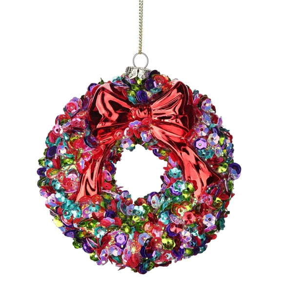 Multicolor Sequin Wreath Christmas Ornament, 4", by Holiday Time