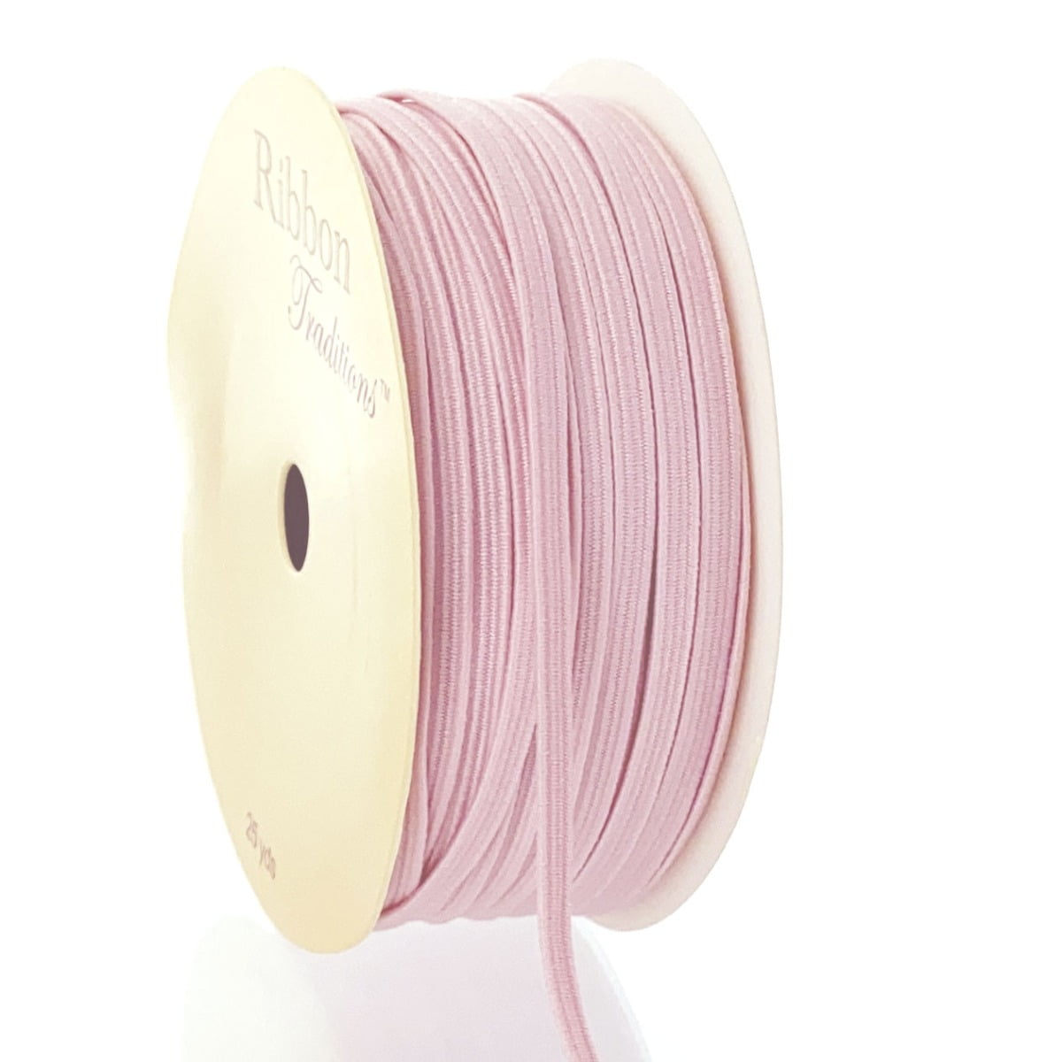 1/8" Width Skinny Elastic Band Braided Cord Light Pink 5 Yards
