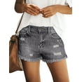 thumbnail image 4 of luvamia Women's Mid Waist Cut Off Jeans Summer Ripped Denim Jean Shorts Foxy Gray Size M, 4 of 5
