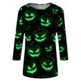 thumbnail image 5 of Crew Neck Halloween Shirts for Women 3/4 Length Sleeve Fall Tunic Tops Funny Bat,Ghost,Pumpkin Graphic Loose Casual Basic Blouse, 5 of 6