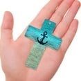 thumbnail image 3 of WIRESTER Set of 2 Aluminum Cross Hanging Ornaments for Christmas Tree Holidays Party Home Office Xmas Tree Decoration Gift - Blue Anchor Wood-Look & Ocean Sea Turtles, 3 of 6