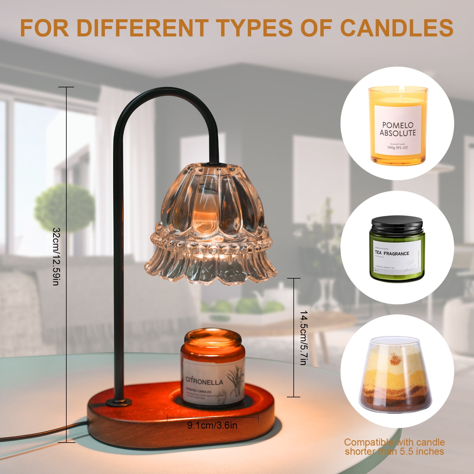 Lithomy Candle Warmer Lamp - Dimmable Scented Candles Wax Melt Lantern - Aromatherapy Furnace with Timer - Create A Soothing Atmosphere, Size: US Plug