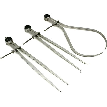 3 Pieces Spring Caliper Set - Inside, Outside & Divider 6" Inch - Measuring Tool, Workshop, Tool Room