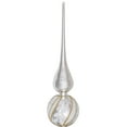 thumbnail image 3 of Northlight Glittered Glass Finial Christmas Tree Topper - 14.5" - Silver and White, 3 of 6