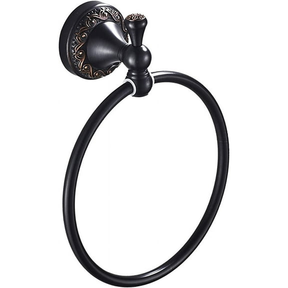 Oil Rubbed Bronze Hand Towel Holder, Brass Towel Ring Round Towel Holder for Bathroom Accessories Screw Wall Mounted