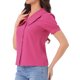 thumbnail image 4 of BLUSA CHIC para Mujeres con Cuello Peter Pan, Manga Corta Abullonada, Camisa Retro S Color Rosa Fucsia, 4 of 6