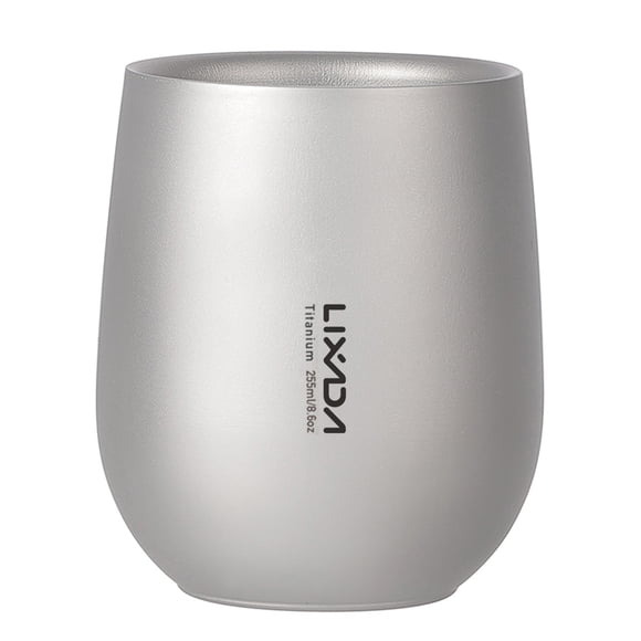 Taza de titanio Lixada 255ml ultraligero titanio doble pared aislado taza de agua taza de té para Ca Lixada Taza de titanio
