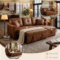 thumbnail image 6 of Pull-Out Convertible PU Leather Sectional Sofa Set with Reversible Chaise Lounge, Sleeper Loveseat Couch with Hidden Storage, 6 of 11