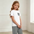 thumbnail image 4 of LEKWK Boys Girls 2 Piece Pajama Set Short Sleeve T-Shirts and Plaid Pants Kids Comfy Lounge Tracksuits Summer Fashion Home Sleepwear 2-14Y, 4 of 9