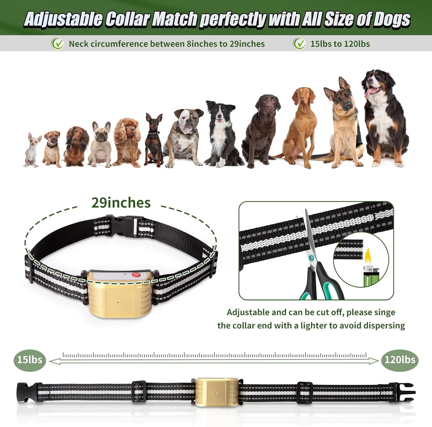 Gold Wireless Dog Fence for 2 Dogs, Electric Fence with BIG LCD Screen, Portable Fence with 2.4G Signal, Remote Training Collar, Dog Containment System, Adjustable for Big Medium Small Dogs