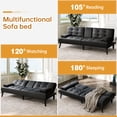 thumbnail image 3 of Walsuuny Futon Sofa Bed Adjustable Futon with 2 Cup Holders & Removable Arms Convertible Folding Recliner faux leather sofa,Black, 3 of 7