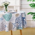 thumbnail image 4 of Seashell Beach Round Tablecloth 60 Inch, Waterproof Stainproof Spillproof Table Cloths Wrinkle Resistant, Washable Polyester Summer Sea Table Cloth Round Cover for Dining/Party/Picnic/Holiday, 4 of 6